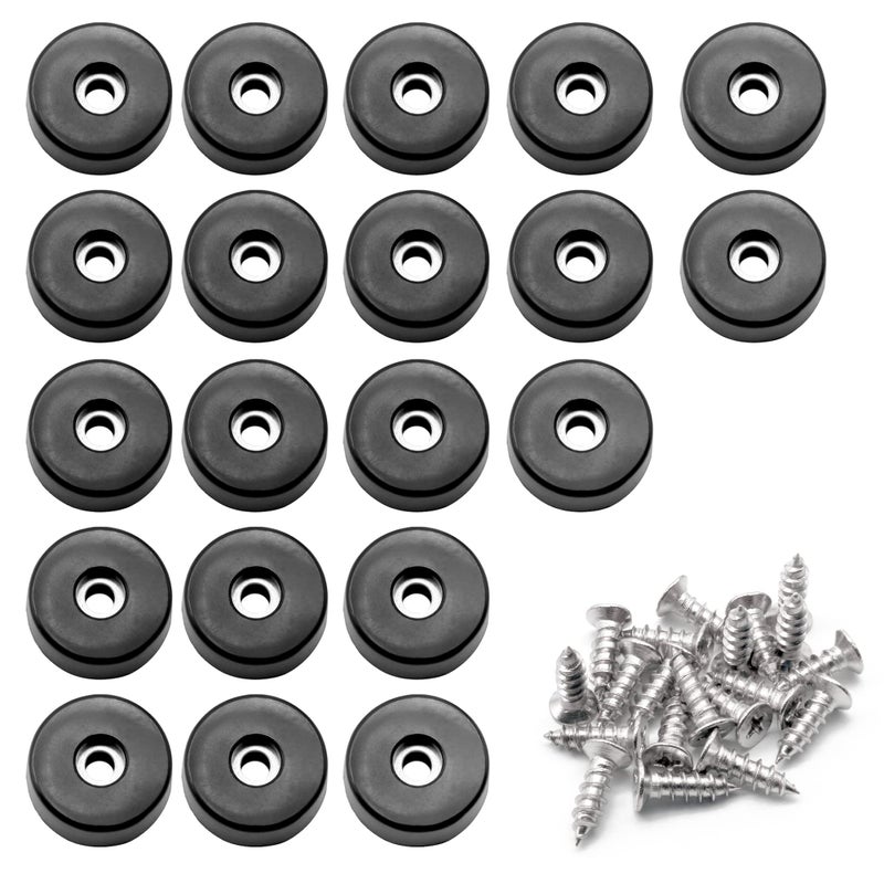 Otrestodyl Rubber Cutting Board Feet with Stainless Washer and Screws, 1 inch Black Round Rubber Feet, Non Slip Bumper Pads for Furniture, Electronics & Application,20 Pack - Image 1